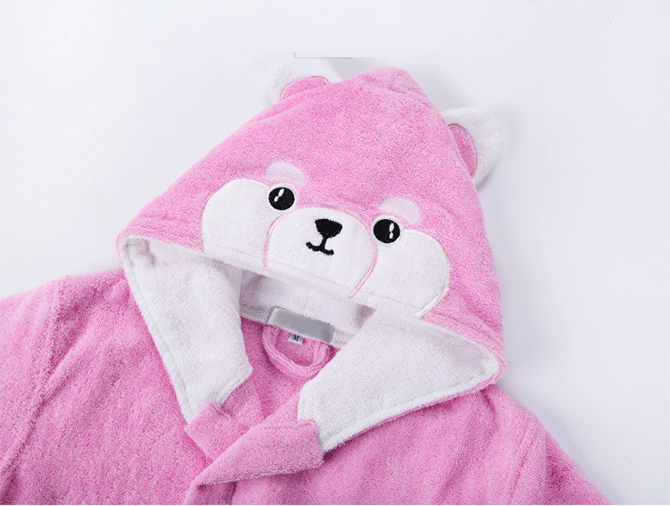 Hooded Bathrobe Soft Absorbent Cotton Cute Dabba Ga 'Yan Mata Maza (3)